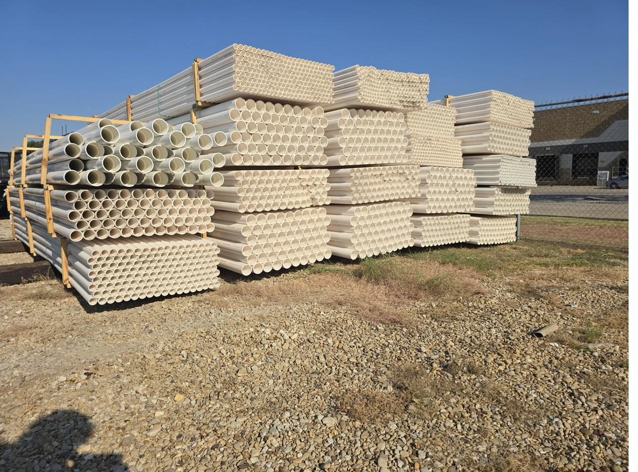 Bundled schedule 40 PVC stacked in our Carrollton yard