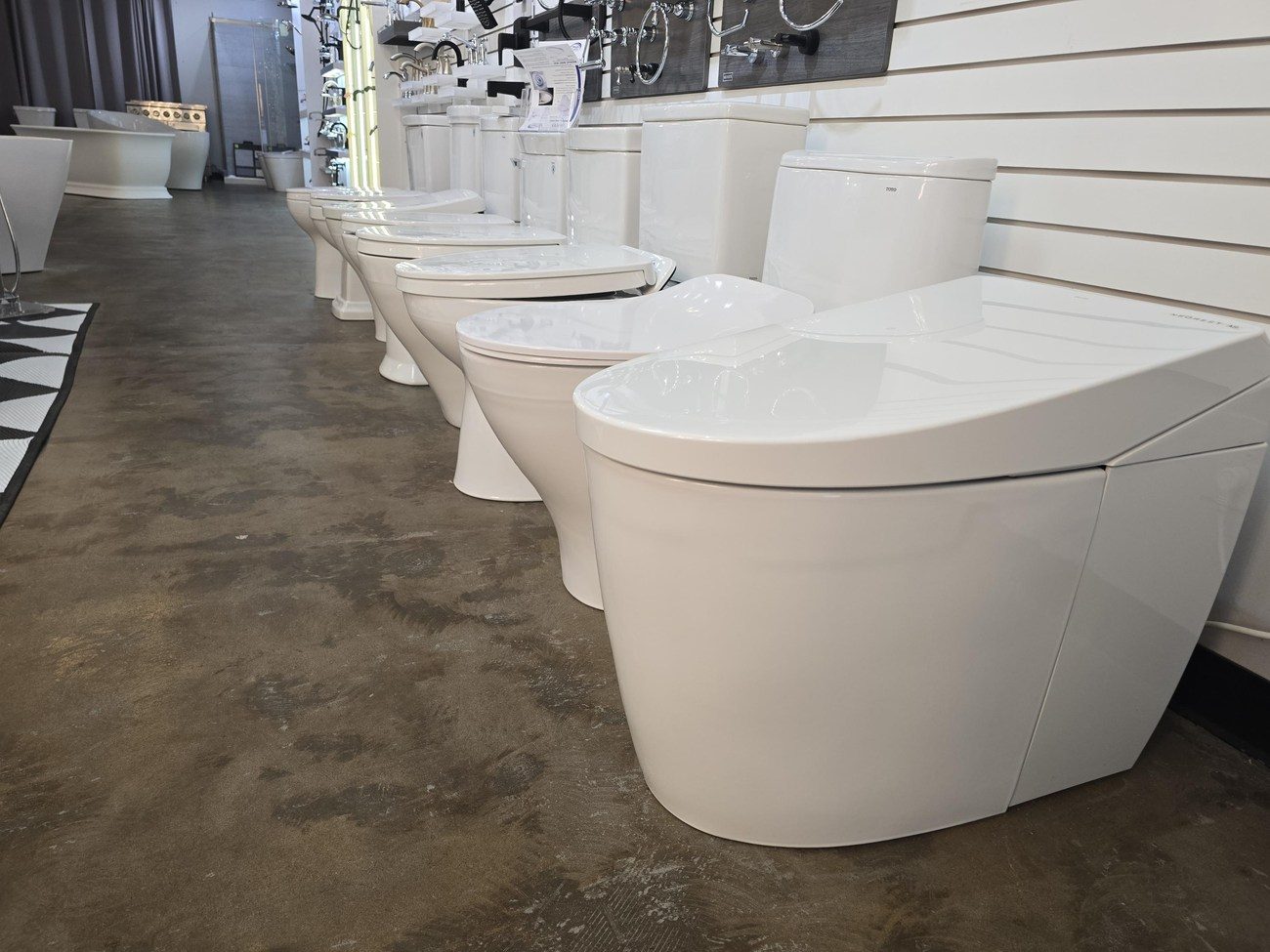 TOTO toilets and washlets on display in the Texas Bath & Kitchen showroom